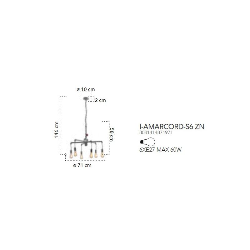 Corpuri de iluminat Lustra design industrial AMARCORD zinc
