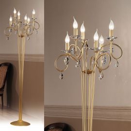 Lampadare - Lampadar stil clasic cu cristale Swarovski Giada auriu mat