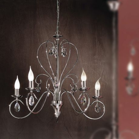 Candelabre, Lustre - Candelabru 5 brate stil clasic cu cristale K9 Alessia crom