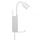 Aplice, corpuri de iluminat pentru pereti - Aplica de perete, mufa USB, design modern ROOMI alb