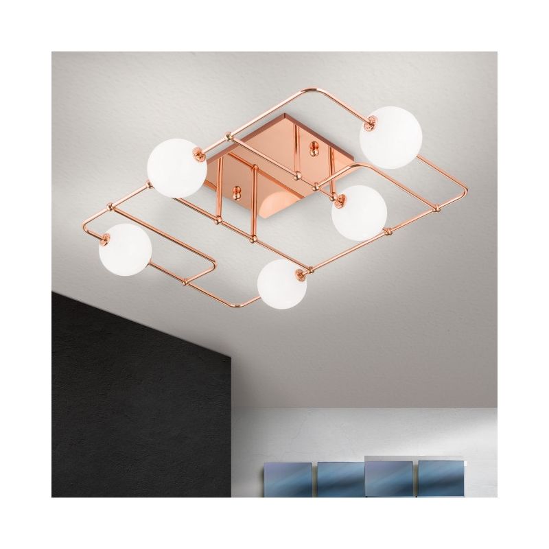 Plafoniera Lustra Aplicata Tavan Design Modern Pipes Copper