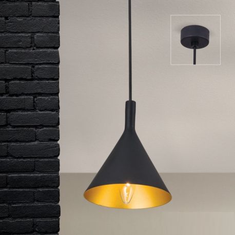Pendule, Lustre suspendate - Pendul design industrial Gunda small, negru/ auriu