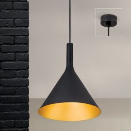 Pendule, Lustre suspendate - Pendul design industrial Gunda large, negru/ auriu