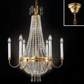 Lustre Cristal Asfour - Candelabru clasic din alama decorat cu cristale Asfour Empire dia 62cm, 24K gold plated