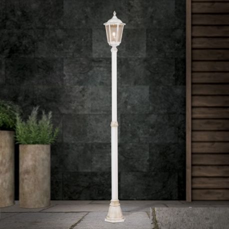Stalpi - Stalp de iluminat exterior stil clasic IP43 Puchberg H-211cm white/gold