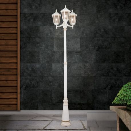 Stalpi - Stalp de iluminat exterior stil clasic IP43 Puchberg H-255cm white/gold