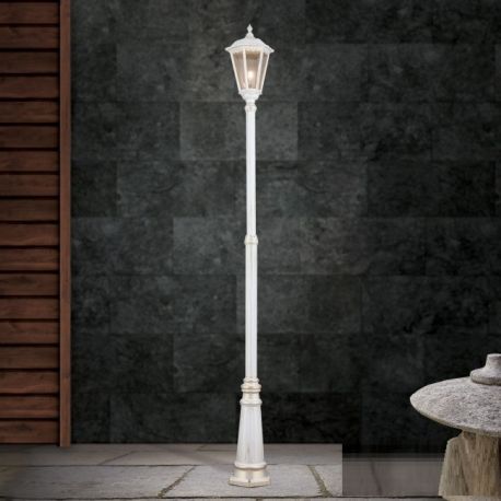 Stalpi - Stalp de iluminat exterior stil clasic IP43 Puchberg H-249cm white/gold