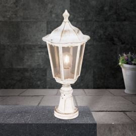 Stalpi - Mini Stalp de iluminat exterior stil clasic IP43 Puchberg H-53cm white/gold