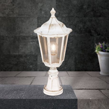 Stalpi - Mini Stalp de iluminat exterior stil clasic IP43 Puchberg H-53cm white/gold