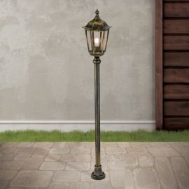 Stalpi - Stalp de iluminat exterior stil clasic IP43 Puchberg H-140cm black/gold