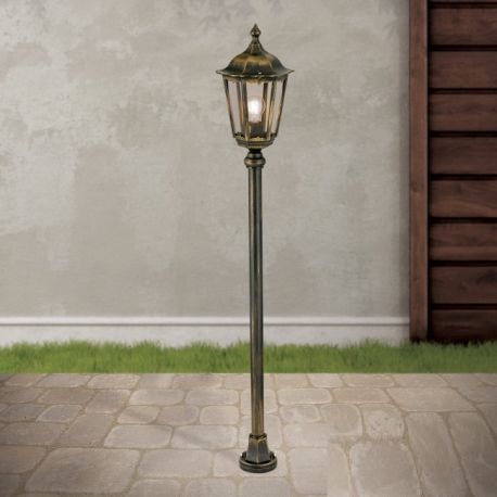 Stalpi - Stalp de iluminat exterior stil clasic IP43 Puchberg H-140cm black/gold