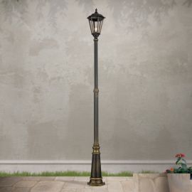 Stalpi - Stalp de iluminat exterior stil clasic IP43 Puchberg H-249cm black/gold