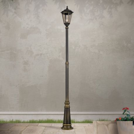 Stalpi - Stalp de iluminat exterior stil clasic IP43 Puchberg H-249cm black/gold