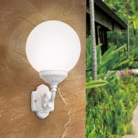 Aplice - Aplica de perete exterior stil clasic IP43 Reika alba