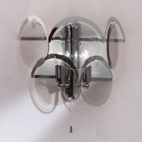 Aplice, corpuri de iluminat pentru pereti - Aplica de perete design retro lux Rauchglas crom