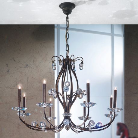 Candelabre, Lustre - Candelabru elegant de lux cristal Swarovski Eremitage 8L antique