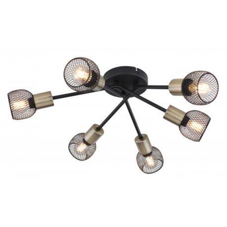 Plafoniere cu spoturi, Spoturi aplicate - Lustra aplicata stil modern cu 6 spoturi Fiastra negru