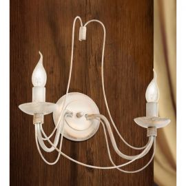 Aplice, corpuri de iluminat pentru pereti - Aplica de perete design rustic cu 2 brate Vela, ivory