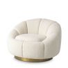 Fotoliu pivotant design elegant Inger, boucle crem