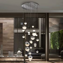 Corpuri de iluminat Lustre pentru casa scarii - LUSTRA XXL cu 27 pendule LED, H-500cm, DIMABILA prin BLUETOOTH Sphere