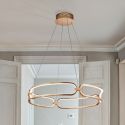Lustra LED suspendata design ultra-modern, dimabila cu telecomanda, 60cm Colette auriu roze