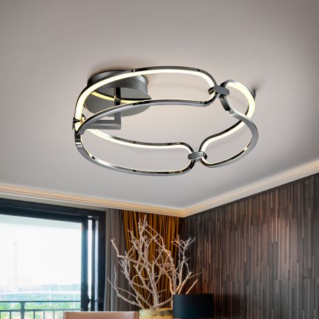 Lustre aplicate - Lustra LED aplicata design ultra-modern, dimabila cu telecomanda, 47cm Colette crom