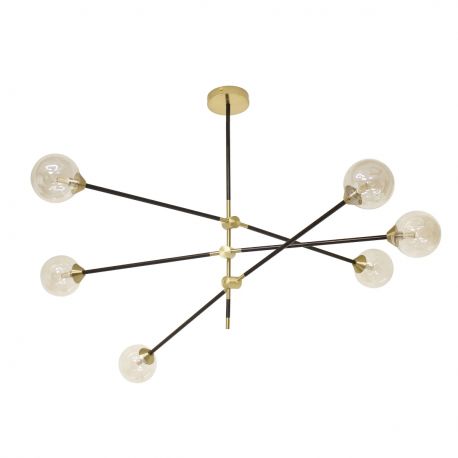 Candelabre, Lustre - Lustra moderna cu 6 surse de lumina SOLEN 6 BK/GO