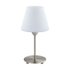 Veioza, Lampa de masa moderna, finisaj alb/nickel, diametru 14,5cm, DAMASCO 1