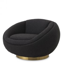 Fotolii - Fotoliu pivotant design elegant Bollinger, boucle negru