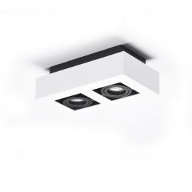 Spoturi tavan fals - Spot aplicat directionabil de tavan/plafon NIKEA 2 GU10 alb/negru