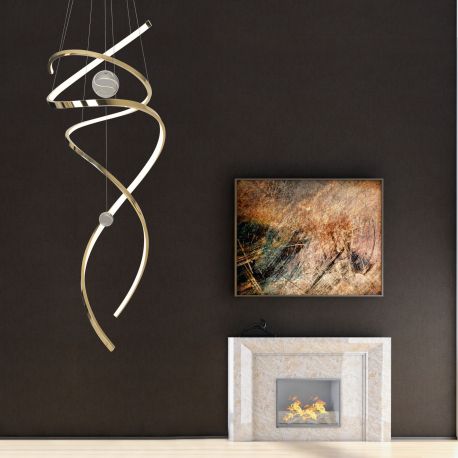 Corpuri de iluminat Lustre pentru casa scarii - Lustra suspendata LED dimabila, design elegant RITZ auriu