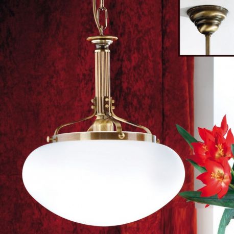 Pendule, Lustre suspendate - Pendul elegant stil clasic Nostalgie 33cm alama antique/opal mat