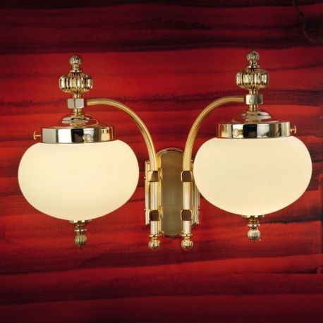 Aplice, corpuri de iluminat pentru pereti - Aplica de perete stil clasic Nostalgie 2L alama lucios/champagne