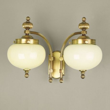 Aplice, corpuri de iluminat pentru pereti - Aplica de perete stil clasic Nostalgie 2L alama antique/champagne lucios