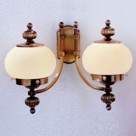 Aplice, corpuri de iluminat pentru pereti - Aplica de perete stil clasic Nostalgie 2L alama antique/champagne