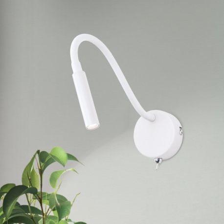 Aplice, corpuri de iluminat pentru pereti - Aplica minimalista cu reader LED directionabil Kurt alba