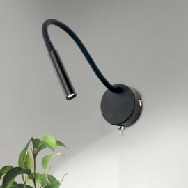 Aplice, corpuri de iluminat pentru pereti - Aplica minimalista cu reader LED directionabil Kurt neagra