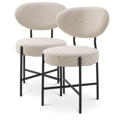 Seturi scaune, HoReCa - Set de 2 scaune design LUX Vicq, boucle crem