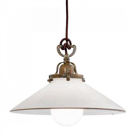 Pendule, Lustre suspendate - Lustra, Pendul rustic din alama cu sticla murano Country