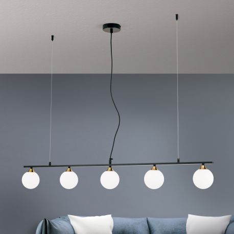 Pendule, Lustre suspendate - Lustra suspendata design modern SNOWWHITE 5L negru/auriu