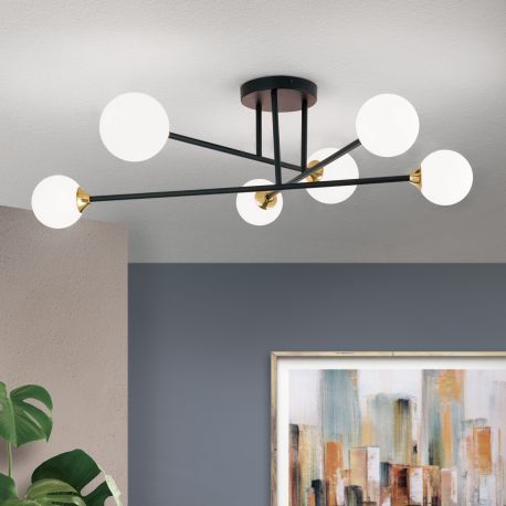 Lustre aplicate - Lustra aplicata design modern SNOWWHITE 6L negru/auriu
