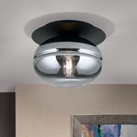 Plafoniere - Plafoniera vintage design decorativ RICHARD negru/fumuriu