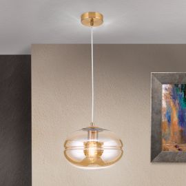 Pendule, Lustre suspendate - Lustra / Pendul vintage design decorativ RICHARD auriu/amber