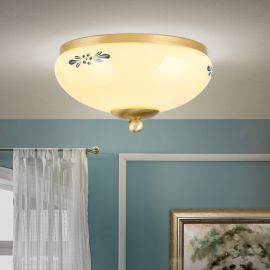 Plafoniere - Plafoniera clasica Landhaus 21cm alama satin/ sticla champagne decor albastru