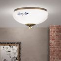 Plafoniera clasica Landhaus 21cm alama antique/ sticla opal decor albastru