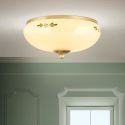 Plafoniera clasica Landhaus 28cm alama satin/ sticla champagne decor verde