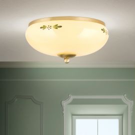 Plafoniere - Plafoniera clasica Landhaus 28cm alama satin/ sticla champagne decor verde