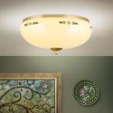 Plafoniera clasica Landhaus 35cm alama satin/ sticla champagne decor verde