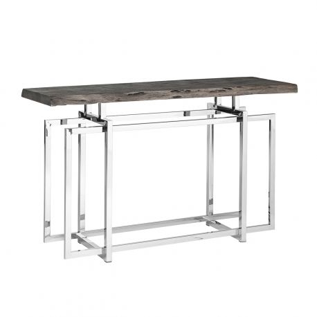 Console - Consola design LUX din otel lucios si lemn Tuxedo
