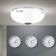 Plafoniere - Plafoniera clasica Landhaus 28cm crom satin/ sticla opal decor albastru